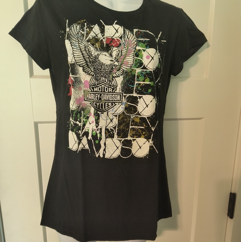 Harley-Davidson Women's Black Tee with Eagle Graphic